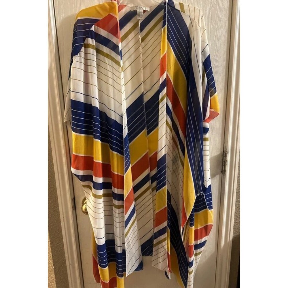Forever 21 Womens Caftan Lightweight Blue White Size Small Kimono